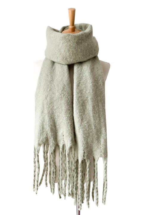 Fringe Detail Polyester Scarf