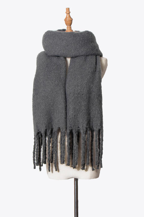 Fringe Detail Polyester Scarf